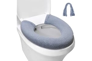 SENOMOR Toilet Seat Cover,Bathroom Soft Thicker Warmer with Snaps Fixed Stretchable Washable Fiber Cloth Toilet Seat Covers Pads Easy Installation& Cleaning (dark blue)