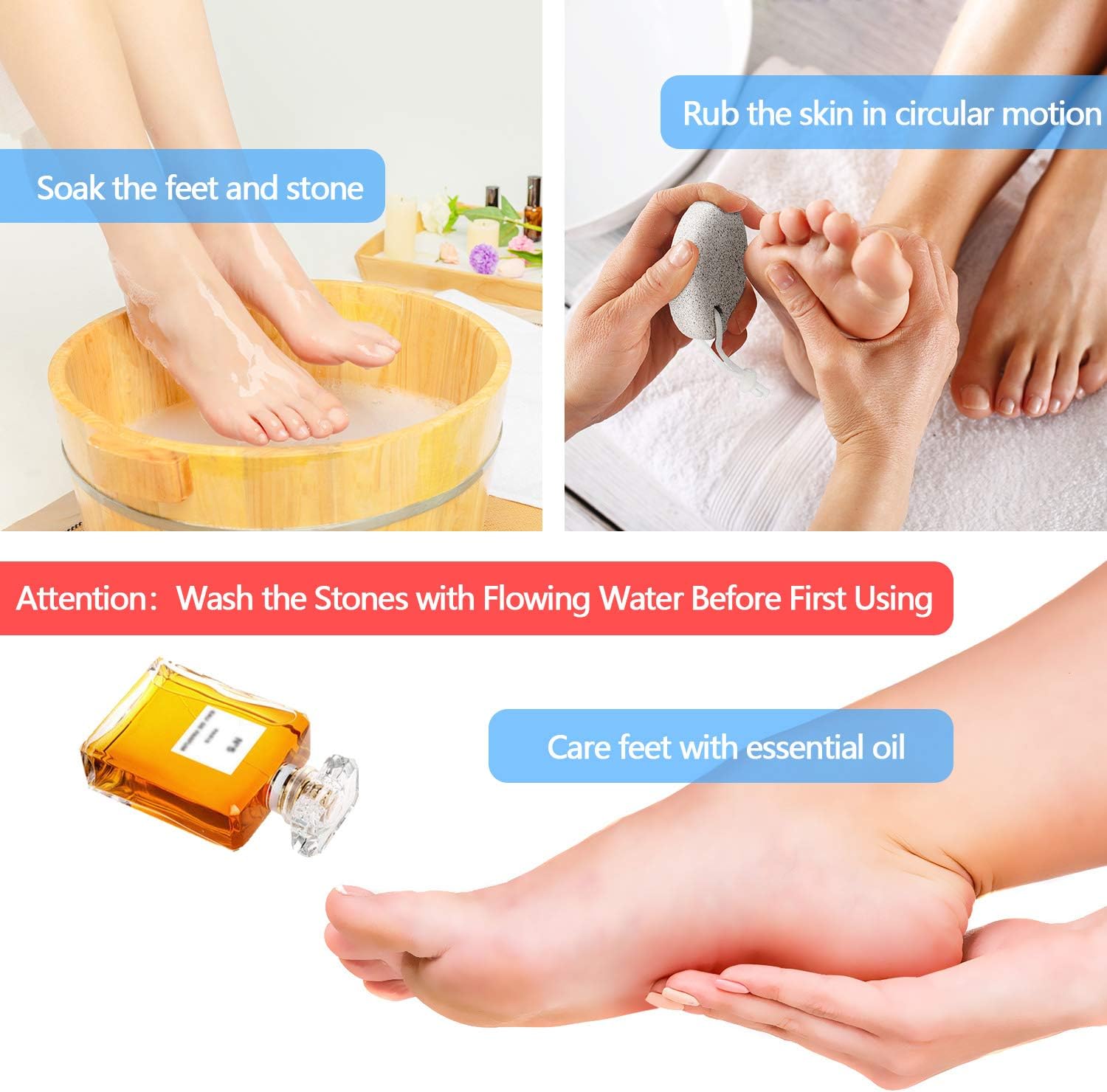 EAONE 4 Pack Pumice Stone, Premium Callus Remover Pumice Stone Pedicure Tools Hard Skin Callus Remover Natural Foot File Scrubber for Exfoliation to Remove Dead Skin: Health & Personal Care