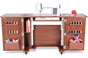 Arrow Sewing Kangaroo Bandicoot Sewing and Quilting Cabinet with Lift, Living Room, Color-Teak