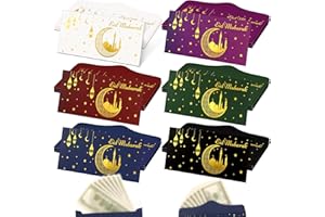 Resurhang 24 Pcs Eid Mubarak Money Envelopes for Cash Gifts 6.7x3.2inch Lucky Cash Gift Card Holders Pocket Eid Holiday Gift Card Envelopes Assorted Ramadan Envelope for Eid Decor(Multicolor)