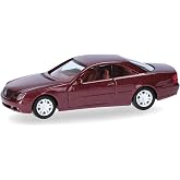 Herpa Model Car Mercedes-Benz CL Coup&eacute;, Color: Titanit Red Metallic | 1:87 Scale Plastic Miniature Model, Highly Detailed, Ideal for Collectors and Enthusiasts, Made in Germany, Ages 14+