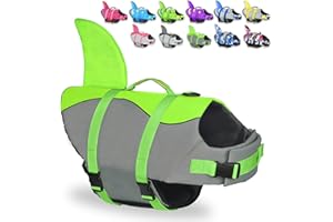 FRAGRALLEY Dog Shark Life Jacket, Dog Life Vest for Swimming Adjustable Pet Life Preserver with Rescue Handle