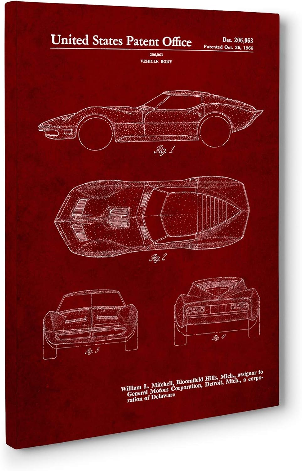 Corvette 1966 Mako Shark II Patent Canvas