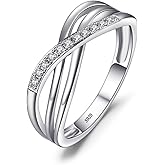 JewelryPalace Infinity Knot Cubic Zirconia Wedding Ring for Women, CZ 925 Sterling Silver 14K White Yellow Rose Gold Plated Promise Ring for Her Eternity Bands Jewelry Set