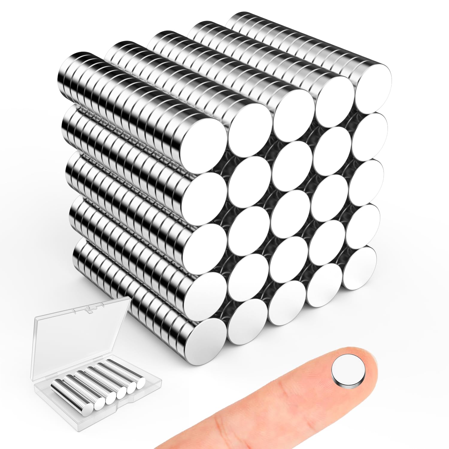 Photo 1 of 3D Print Magnets, Caturledas 400 Pack 8x2mm Small Round Magnetic Rare Earth Neodymium Magnet, Silver