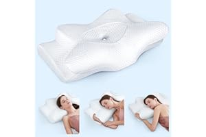 Emircey Adjustable Neck Pillows for Pain Relief Sleeping, Hollow, Contour and Odorless, Cervical Memory Foam, Orthopedic Bed Pillow Support for Side Back Stomach Sleeper