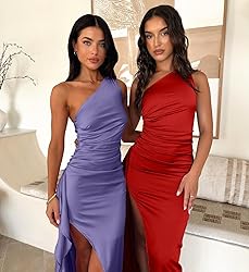 Memoriesea Women's Sexy One Shoulder Satin High