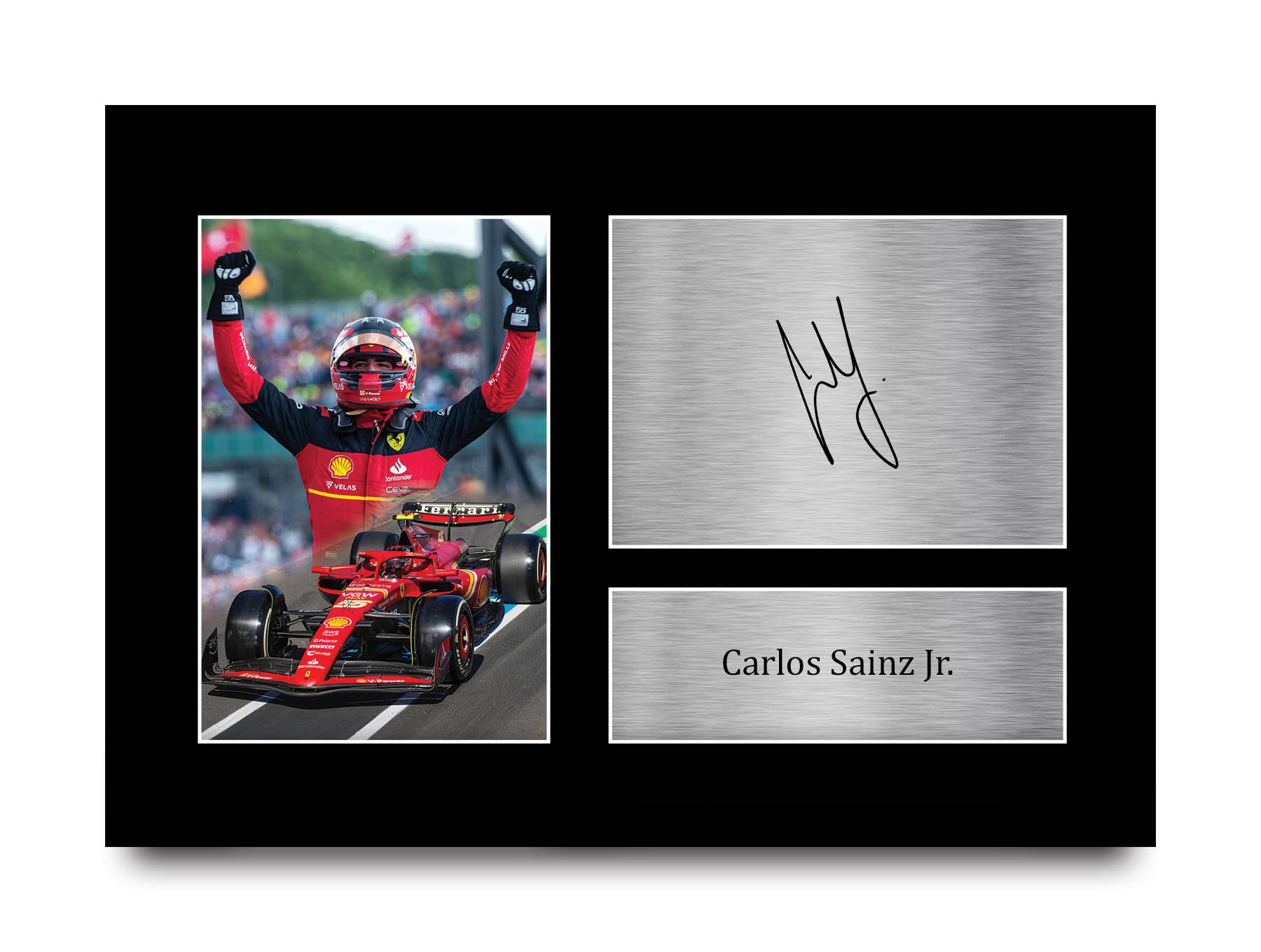 HWC Trading A4 Carlos Sainz Jr Ferrari Gifts Printed Signed Autograph Picture for F1 Formula 1 Racing Fans - A4
