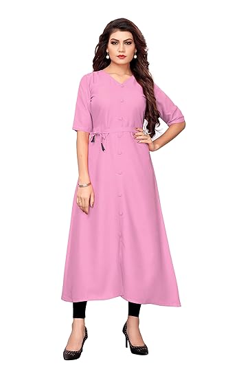 leeza store Womens Straight Casual Kurti with Belt (Maroon Color_Multi Size)