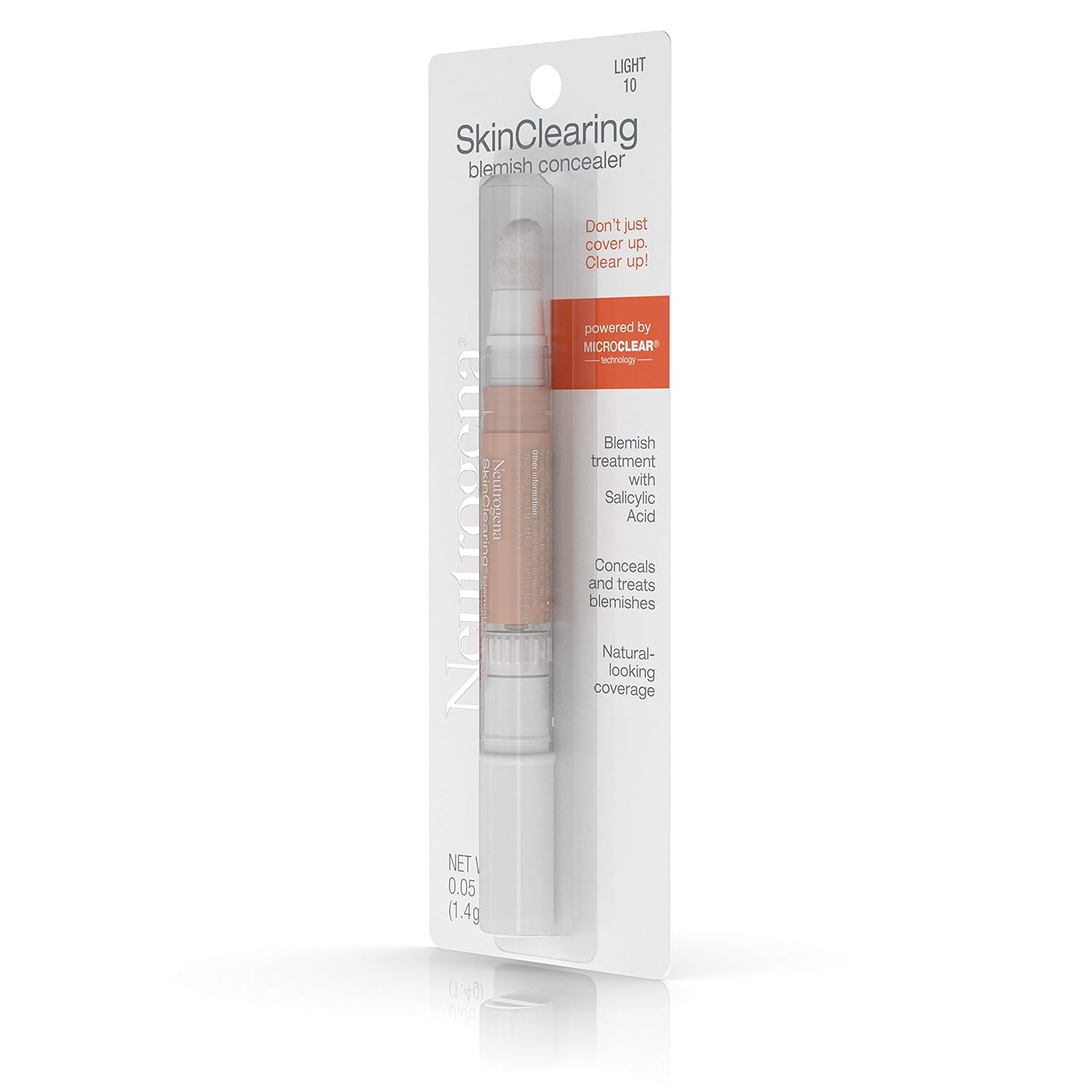 Neutrogena SkinClearing Blemish Concealer Face Makeup with Salicylic Acid Acne Medicine, Non-Comedogenic and Oil-Free Concealer Helps Cover, Treat & Prevent Breakouts, Light 10, .05 oz : Blemish Tools : Beauty