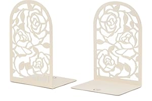 CNK Book Ends, Premium BookEnds for Bookend Shelves, Book Stopper Metal Book Ends for Home Office Heavy Books, Book Shelf Holder, Home Decorative, Book Stoppers, Book Holder (Rose White)