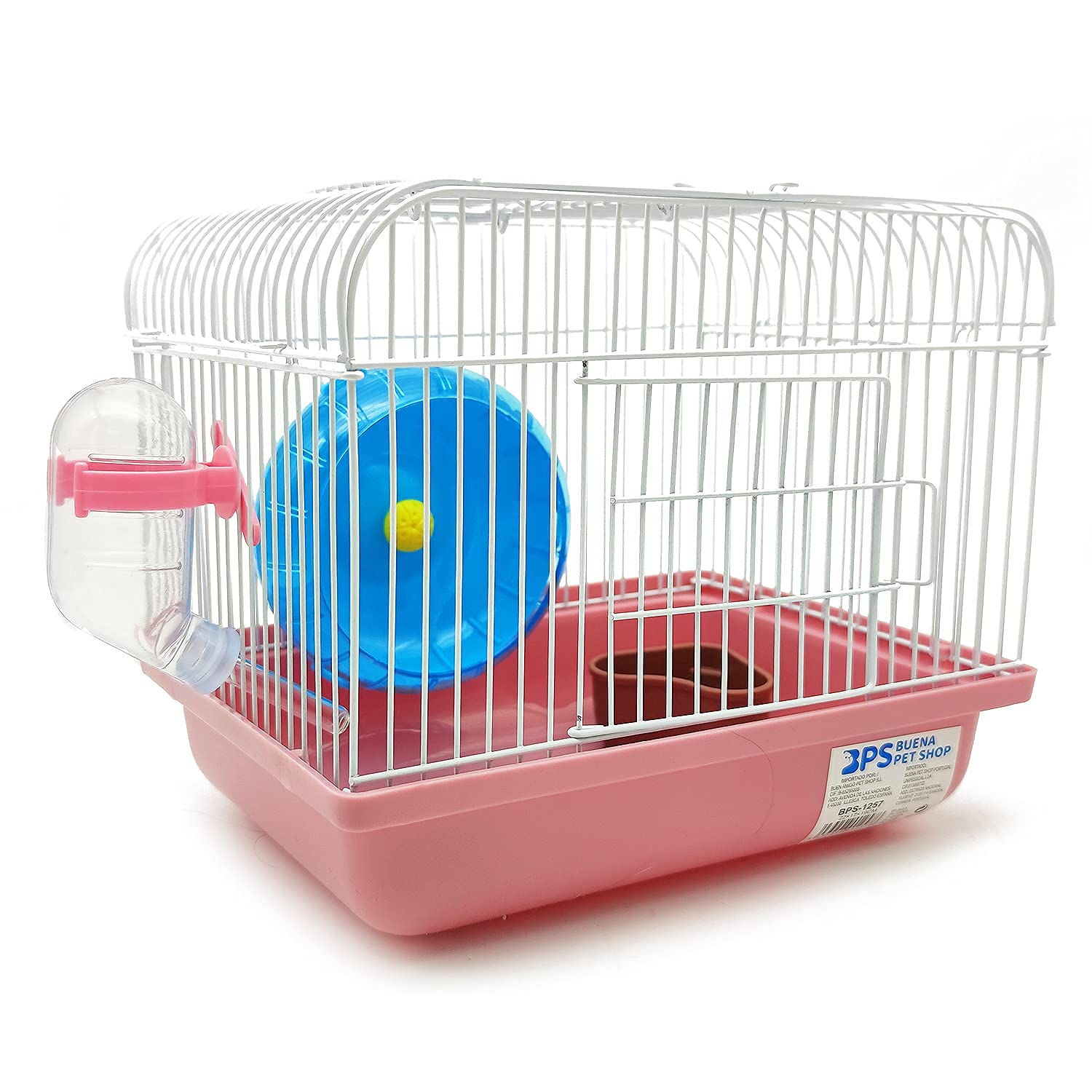 BPS® BPS-1257 Hamster Cage with Wheel, Feeder and Drinking Bowl, 22.5 x 17 x 19 cm, Orange