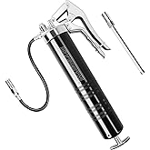FIXSMITH Grease Gun, 8000 PSI Heavy Duty Pistol Grip Grease Gun Kit, Includes 12" Reinforced Flexible Hose & 6.6" Rigid Exten