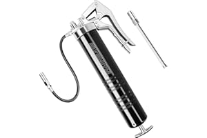 FIXSMITH Grease Gun, 8000 PSI Heavy Duty Pistol Grip Grease Gun Kit, Includes 12" Reinforced Flexible Hose & 6.6" Rigid Exten