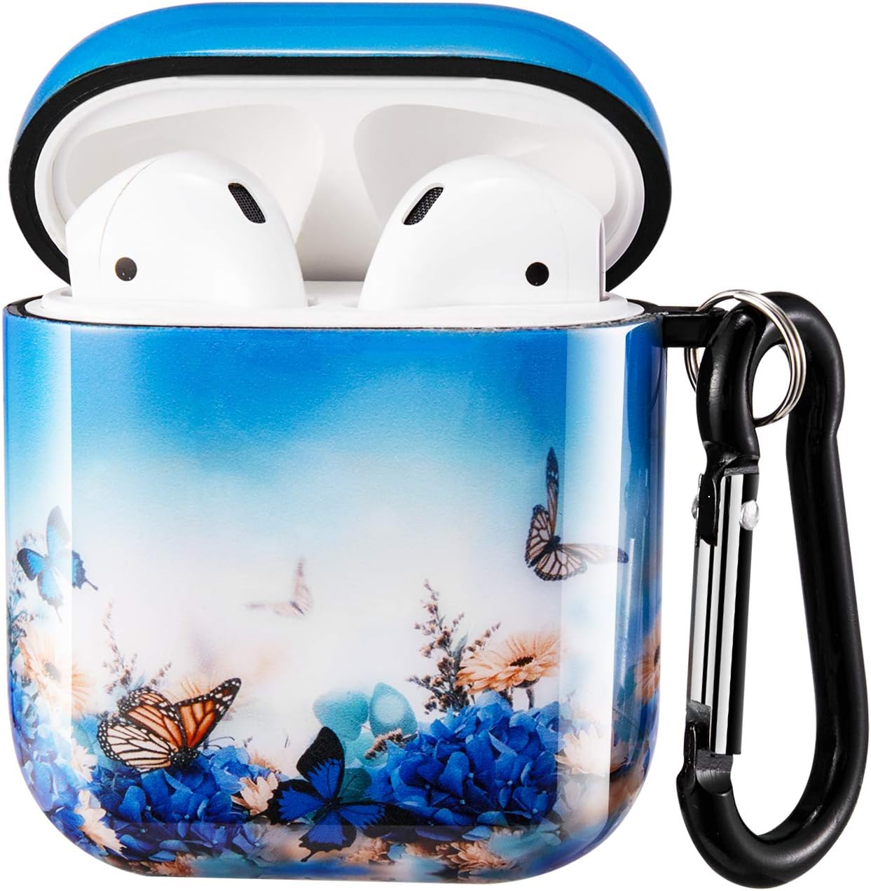 Airpods Case, Cute Marble Floral Protective Hard Airpod 1&2 Case Cover