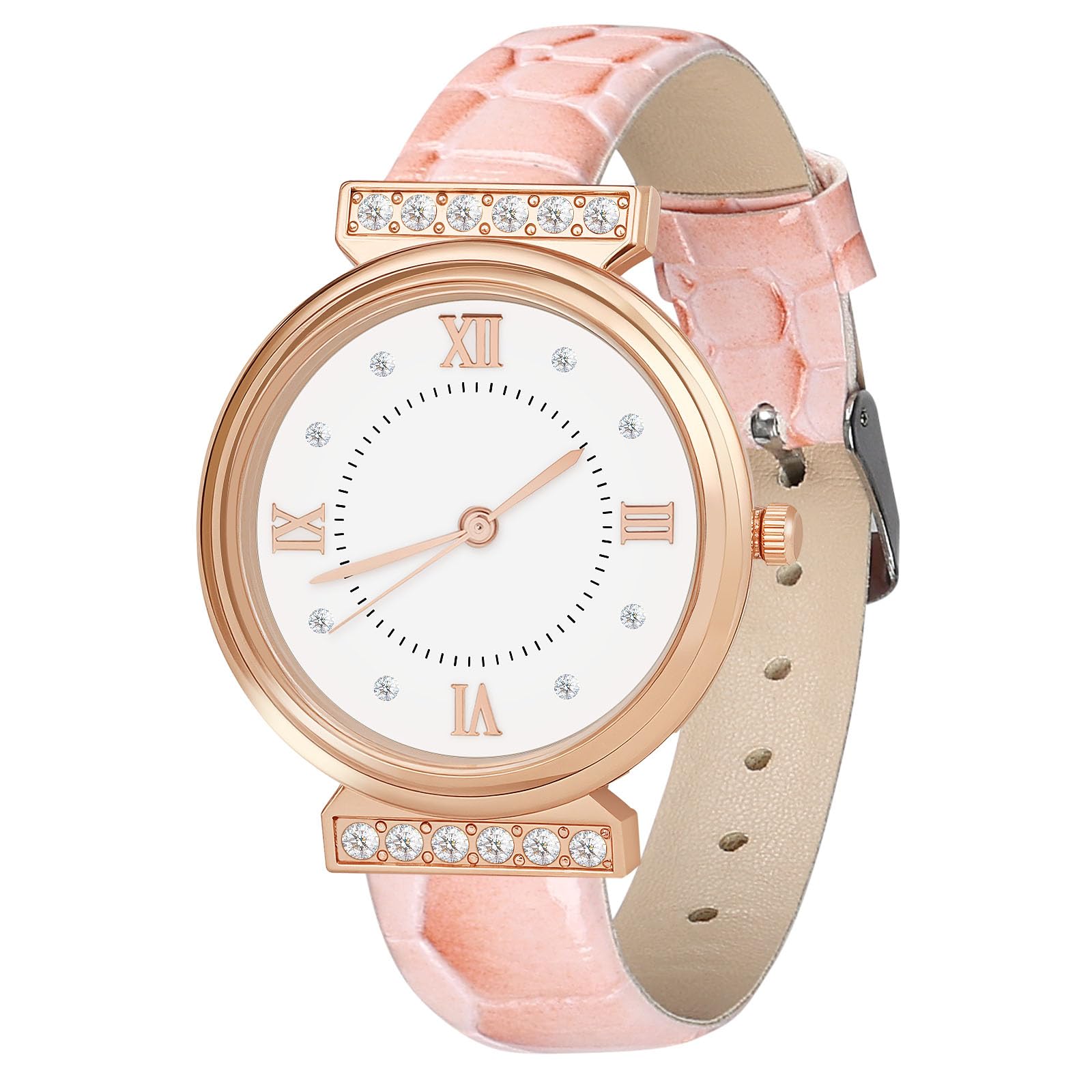 OFFCUP Women's Watch, Women's Analogue Quartz Watch with Leather Strap, Watches Women's Diamond Simple Business Classic Watch Casual Quartz Watch Dress Watch, 3 Hands
