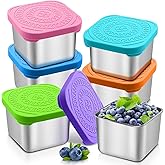 6 Pack Snack Containers for Kids, 6 oz Toddler Metal Lunch Container with Silicone Lids, Leak Proof Stainless Steel Snack Containers with Lids for School, Daycare, Travel, Picnic, Summer Camp