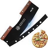 AILUROPODA Pizza Cutter Rocker with Protective Cover with Walnut Handles with FDA and LFGB Certification 14" Large Pizza Rock