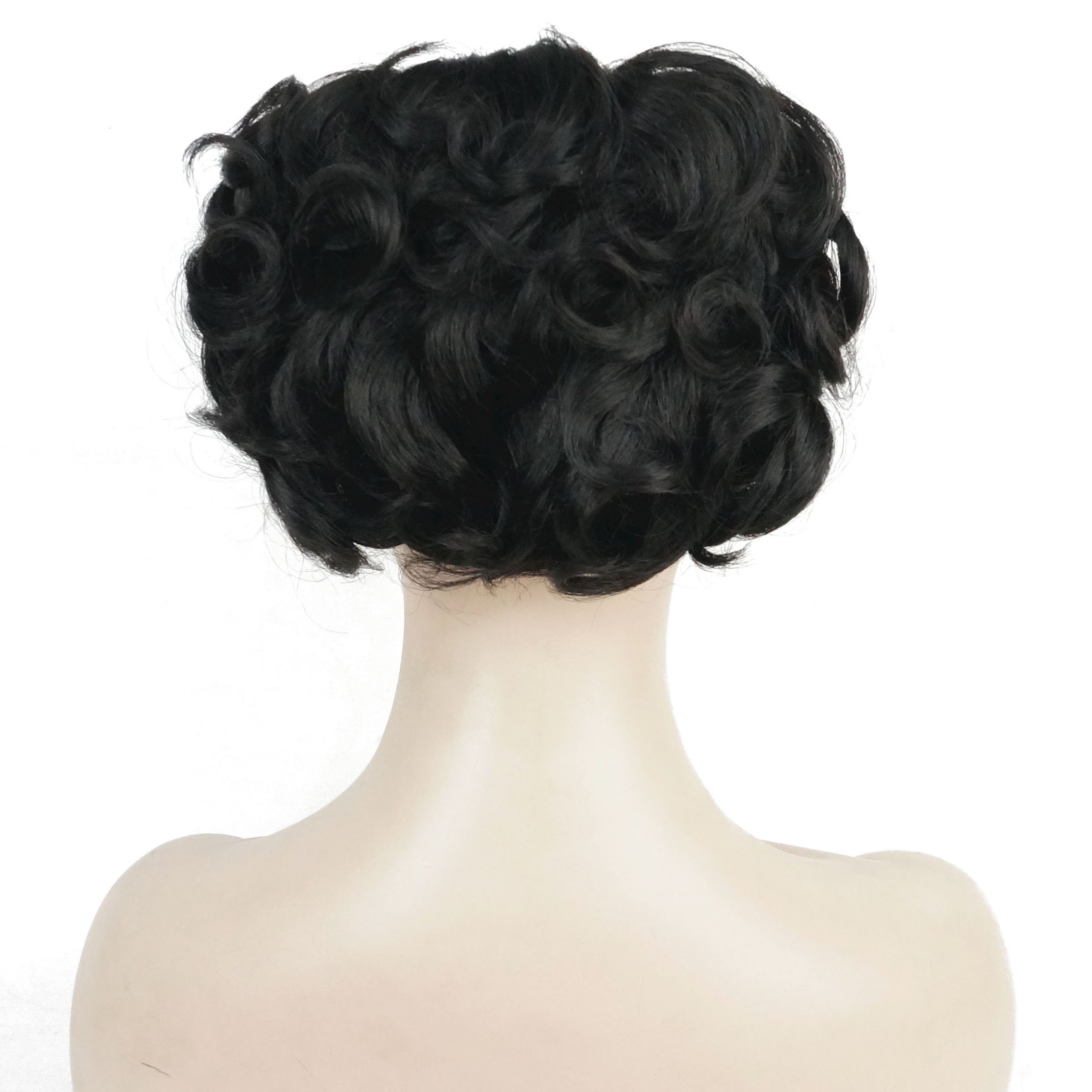 Lydell Short Messy Curly Dish Hair Bun Extension Stretch hair Combs Clip in Ponytail Extension Darkest Brown