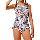 Girls Swimsuit One Piece Swimsuits Teens Bathing Suit with Paddded -Adjustable Block Straps Quick Dry Swimwear