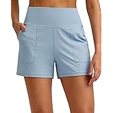 G4Free Ribbed Stretchy Womens Shorts Casual High Waisted Athletic Running Golf Lounge Shorts with Pockets