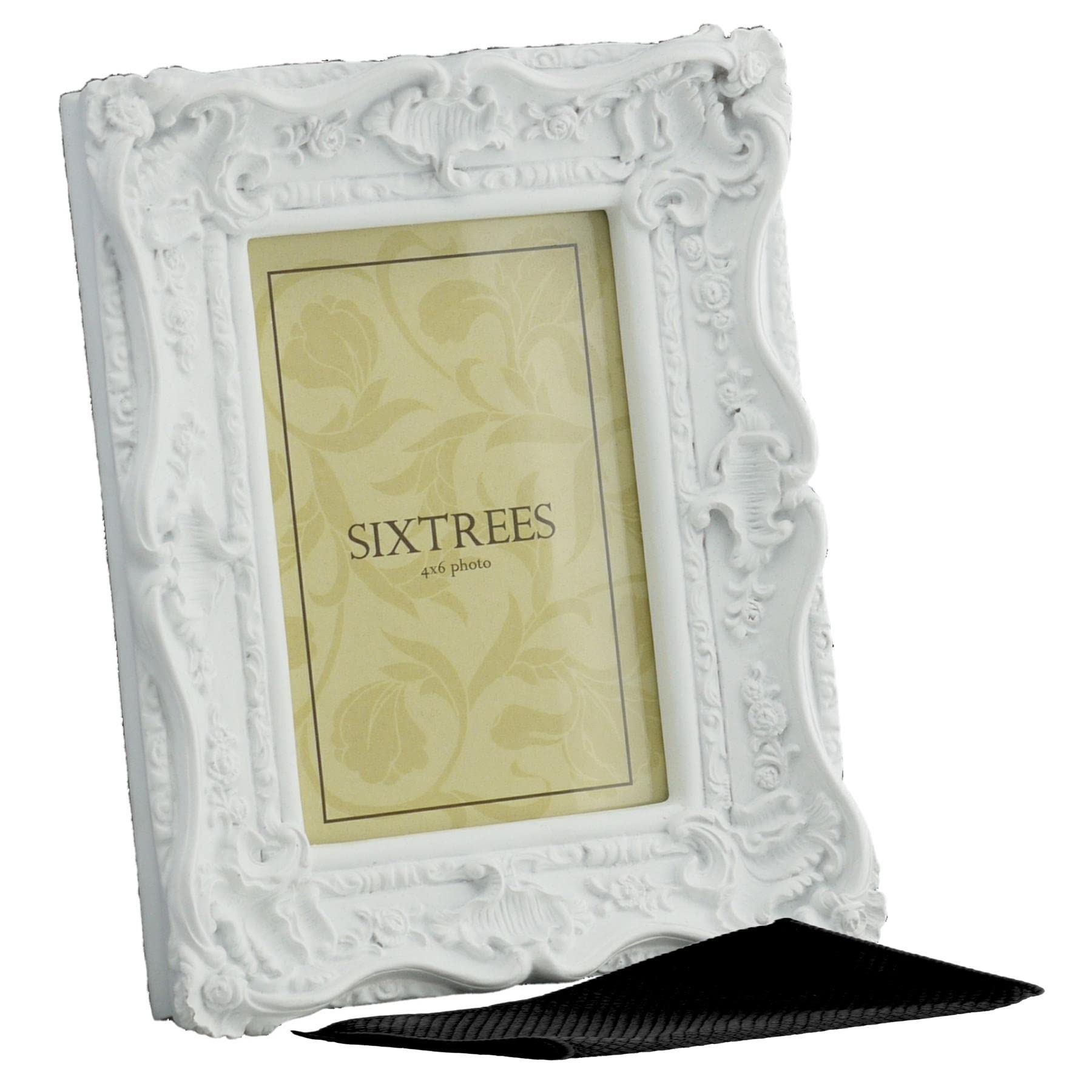 Sixtrees Chelsea 5-254-46 Ornate Vintage Swept Shabby Chic White 6x4 inch Photo frame - with Microfibre glass cleaning cloth. — image 1