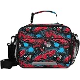 Dussdil Red Sport Speed Car Lunch Bags for Boys Kids Lunch Box Insulated Thermal Cooler Bag Reusable Organizer Tote Lunch Bag with Adjustable Shoulder Strap for Work Picnic Beach Sporting