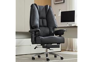 EXCEBET Big and Tall Office Chair 400lbs Wide Seat, Leather High Back Executive Office Chair with Foot Rest, Ergonomic Office