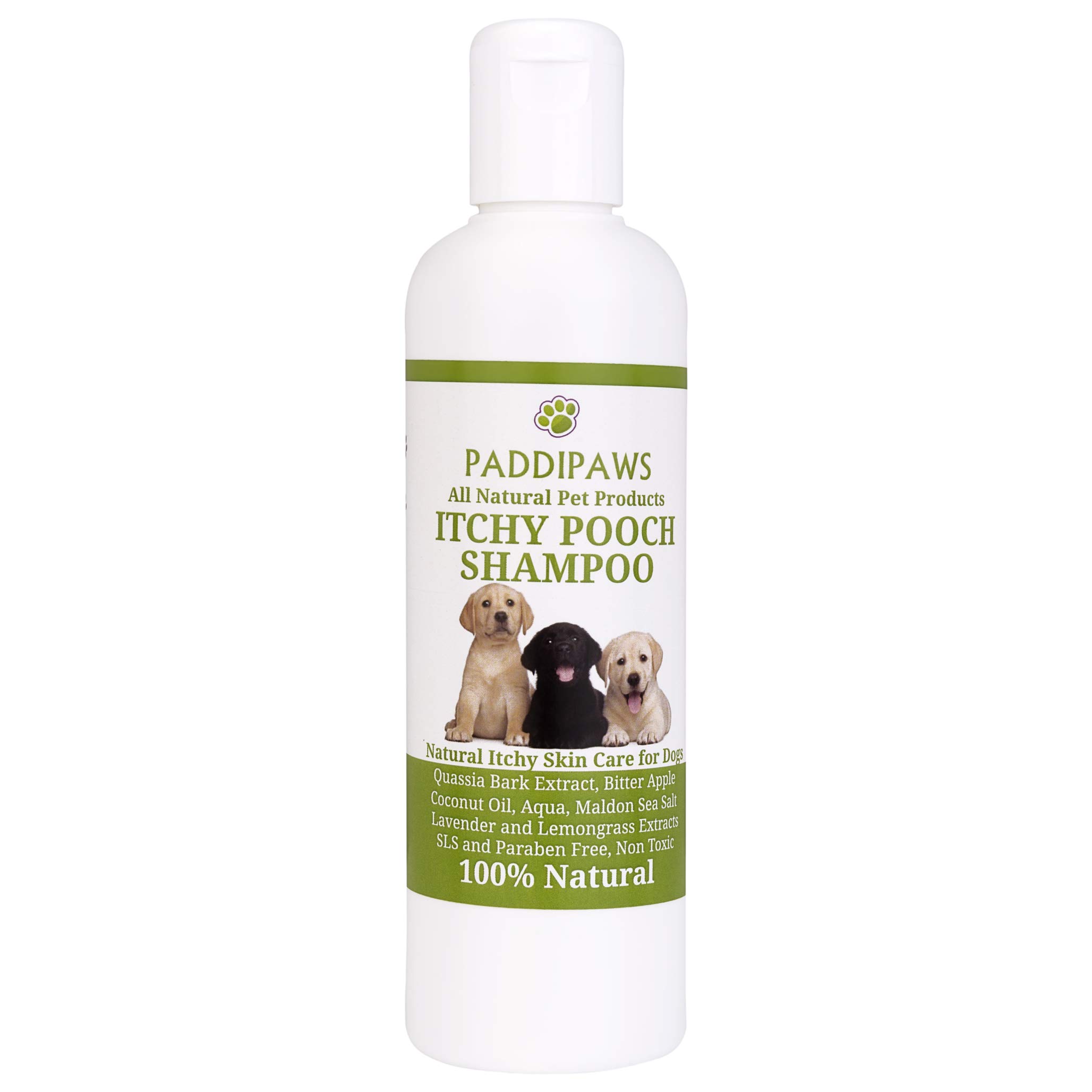 PaddiPaws Dog Shampoo for Itchy Skin – Natural Anti Itch Dog Shampoo for Allergies & Sensitive Skin | Puppy & Pet Shampoo with Quassia, Lavender & Coconut Oil | Paraben & SLS Free 250ml