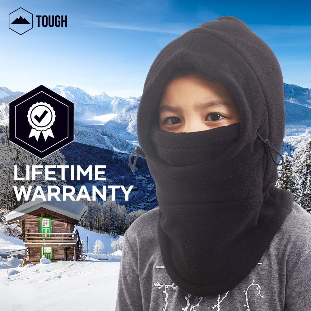 Kids Ski Mask - Winter Face Mask with Hood - Cold Weather Balaclava Snow Mask & Neck Warmer for Boys & Girls - Thick, Windproof Fleece Head Gear to Keep Your Children Warm: Clothing