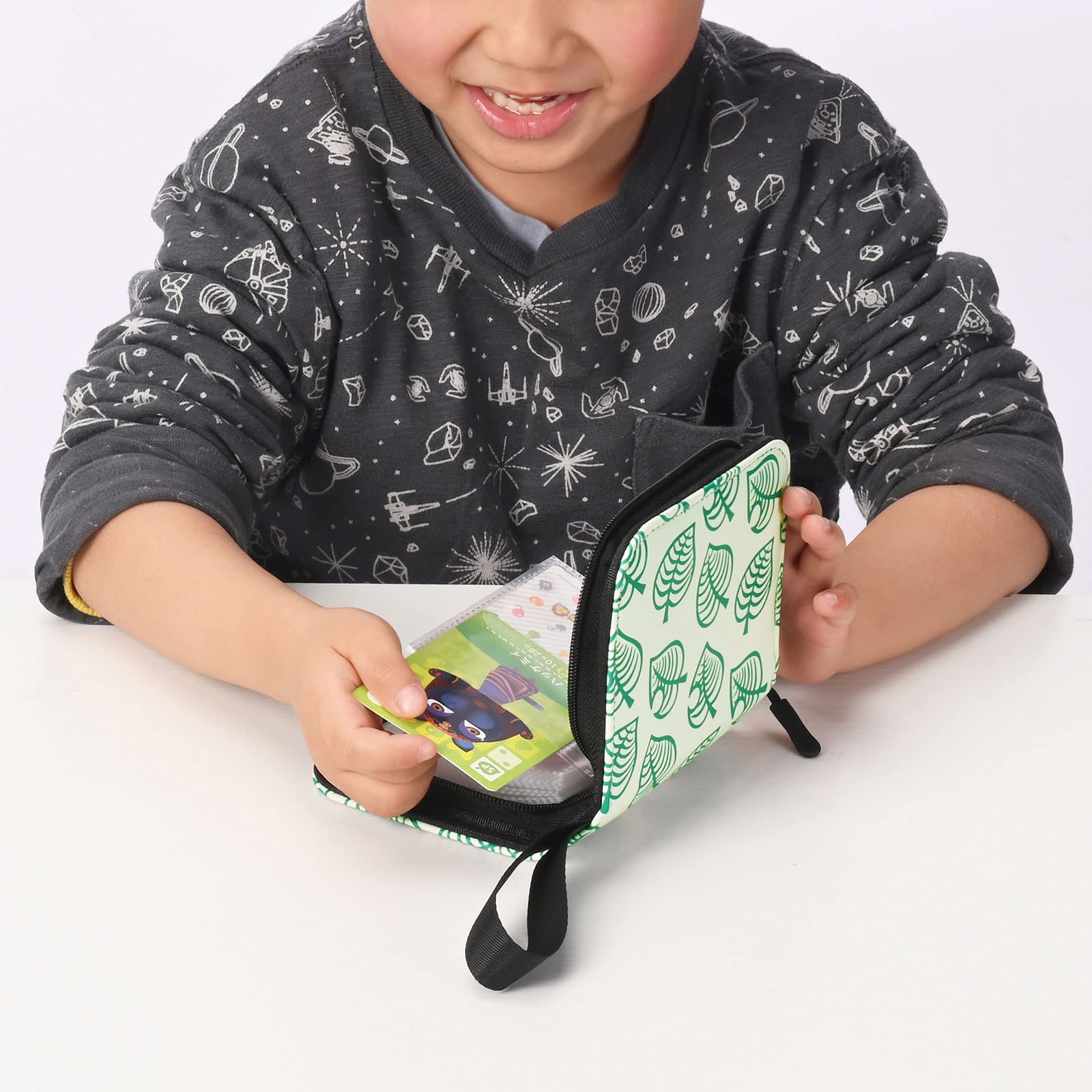 80 Pockets Binder Holder for Animal Crossing Amiibo Cards, Fits 80 Pcs 2.5 x 3.8-Inches Cards with 40 Removable Sleeves (Leaf, Full-Size Binder)