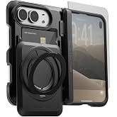 VRS DESIGN Damda Glide Hybrid for iPhone Duo Case - Matte Black | No Wireless Charging | 2-Card Wallet Holder | Magnetic Ring Kickstand