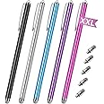 Stylus pens for Touch Screens [5 Pack Long Pen Body] Fiber mesh Tips High Sensitivity & Fine Point Capacitive Pen Compatible for ipad iPhone Android Tablet Laptop Microsoft Surface Chromebook