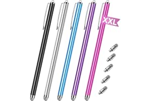 Stylus pens for Touch Screens [5 Pack Long Pen Body] Fiber mesh Tips High Sensitivity & Fine Point Capacitive Pen Compatible 