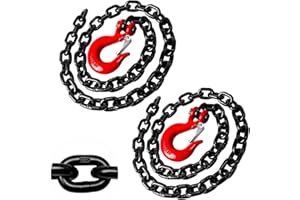 YATOINTO 2-Pack Grade 80 Trailer Safety Chain 36 Inch, Black Electrophoresis Finish with 1/4'' Red Clevis Snap Hook | Heavy Duty Transport Chain 13,200 lbs Break Strength for Towing