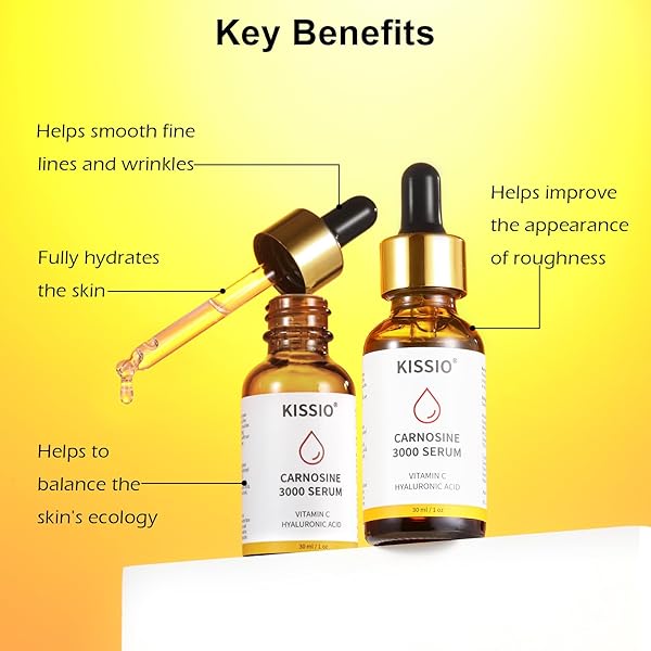 KISSIO PEPTIDE SERUM – ANTI-WRINKLE FACIAL SERUM WITH PEPTIDES AND CARNOSINE,VITAMIN C,HYALURONIC ACID TO HYDRATING AND REDUCE FINE LINES,SKIN CARE FOR FACE,VEGAN,1 FL OZ