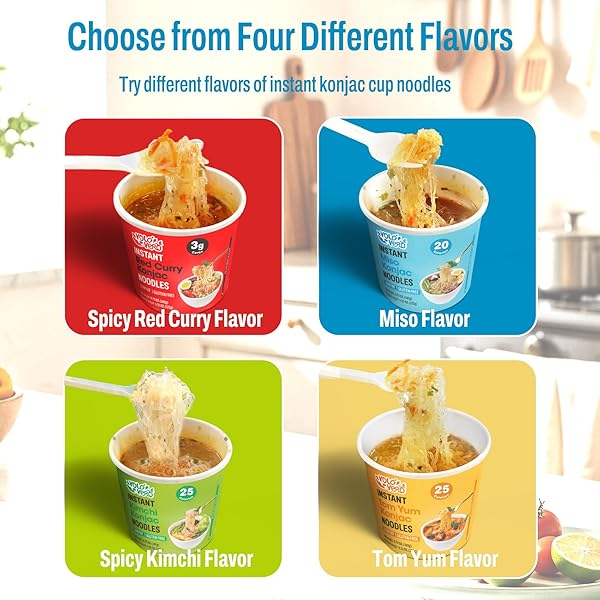 VOLO VERO KONJAC NOODLE INSTANT SOUP CUP MISO FLAVOR, 6 PACKS, GLUTEN FREE, LOW CARB, LOW CALORIE, LOW SUGAR, LOW GI, KETO SHIRATAKI NOODLES PASTA ANGEL HAIR, READY TO EAT, HEALTHY DIET FOOD, HOLIDAY GIFTS