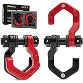 AUTORICH D Ring Shackles, 3/4" Separate Shackles with 7/8" Pin, Heavy Duty Recovery Shackle 57320lbs Break Strength, 4x4 Off-Road Recovery Towing Winch Shackles for Trucks, Red Black 2-Pack