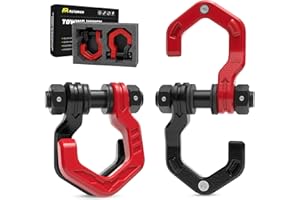 AUTORICH D Ring Separate Shackles, Heavy Duty 3/4" Shackles with 7/8" Pin, 57320lbs Break Strength, 4x4 Off-Road Recovery Towing Winch Shackles for Trucks, Red Black 2-Pack