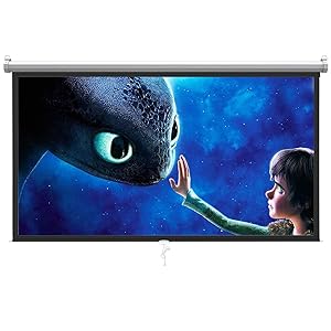 PERLESMITH Manual Pull Down Projector Screen 100 inch 16:9 HD Widescreen - Retractable Auto-Locking Portable Projection Screen for Indoor Outdoor Movie, Home Theater, Cinema, Gaming