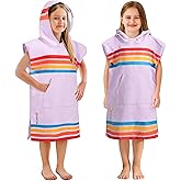 SUN CUBE Kids Towel Changing Swim Robe Surf Poncho, Quick Dry Microfiber Hooded Wearable Blanket for Boys Girls 3-7 Years, Sunset Purple