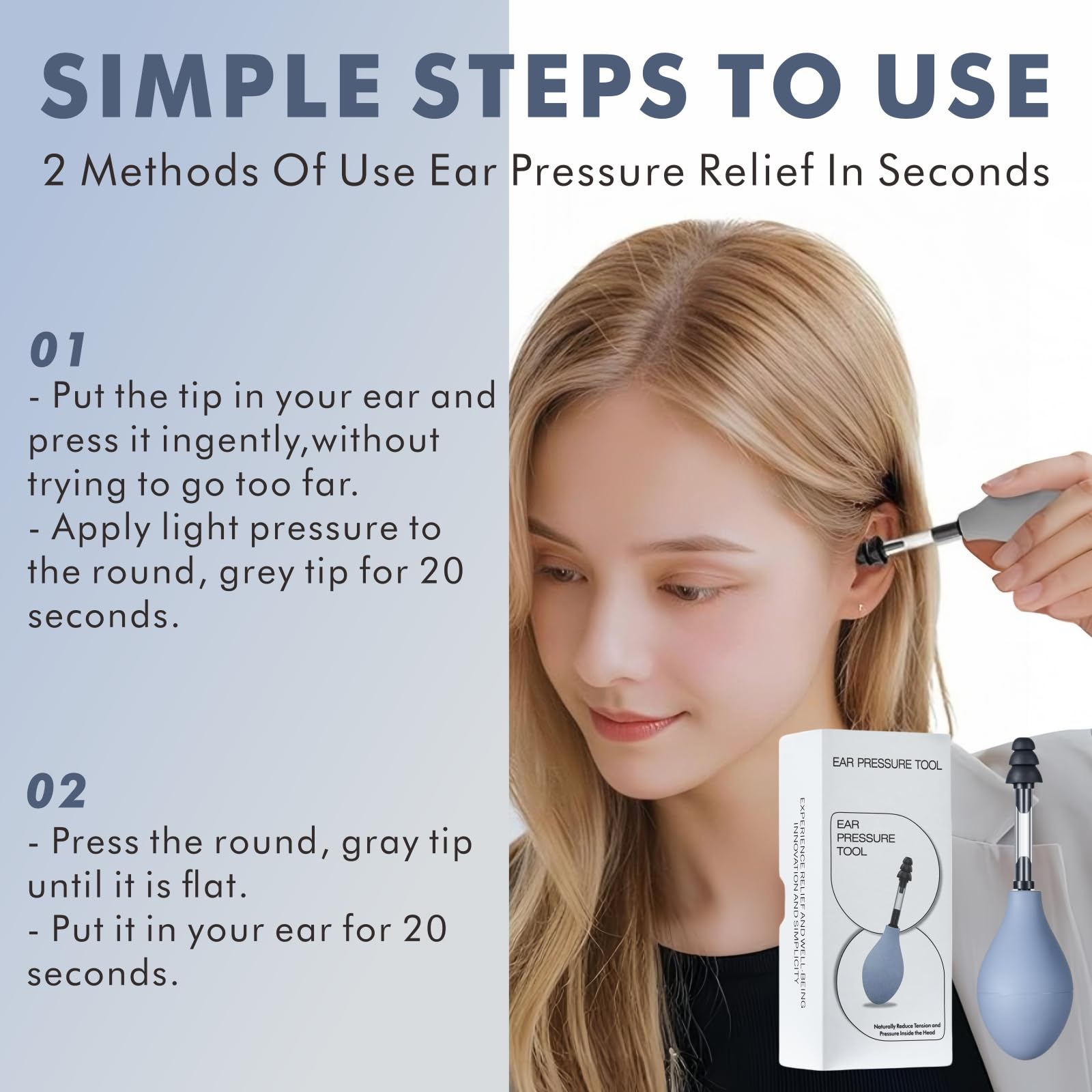 Ear Pressure Relief Suction Device, Migraine Ear Pressure Relief Products, Airplane Ear Tinnitus Relief Through Inner Ear Pressure Balance, Reduces Tension with 3 Sizes Earplugs