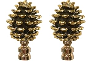 ROYAL DESIGNS, INC. Royal Designs Pine Cone Resin Design 2.75" Lamp Finial for Lamp Shade, Polished Brass - Set of 2