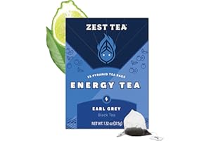 Zest High Caffeine Black Tea Bags – Earl Grey Energy Tea with Natural Bergamot – 150mg Caffeine per Cup – Focus & Morning Breakfast Tea for Energy – Caffeinated Coffee Substitute – 15Ct Box