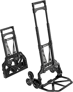 ATHLON TOOLS Aluminium Treppensteiger-Sackkarre klappbar - extra langer Griff 110 cm - Ladefläche mit Anti-Rutsch-Pads - inkl. 2 Expanderseilen - Modell 2021