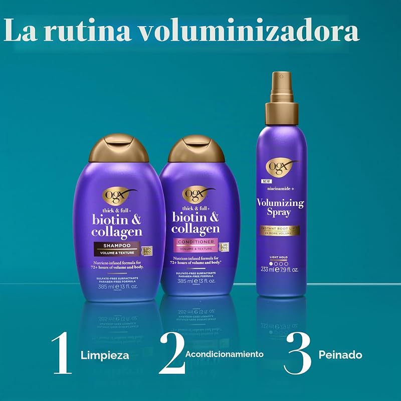 Champô Volumizador Espesso & Pleno Biotina & Colagénio, 385 ml