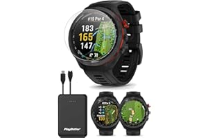 Garmin Approach S70 (Black, 47mm) Golf GPS Watch | Premium Smartwatch with AMOLED Display, Virtual Caddie & Playslike Distance | Bundle with PlayBetter Screen Protectors & Portable Charger