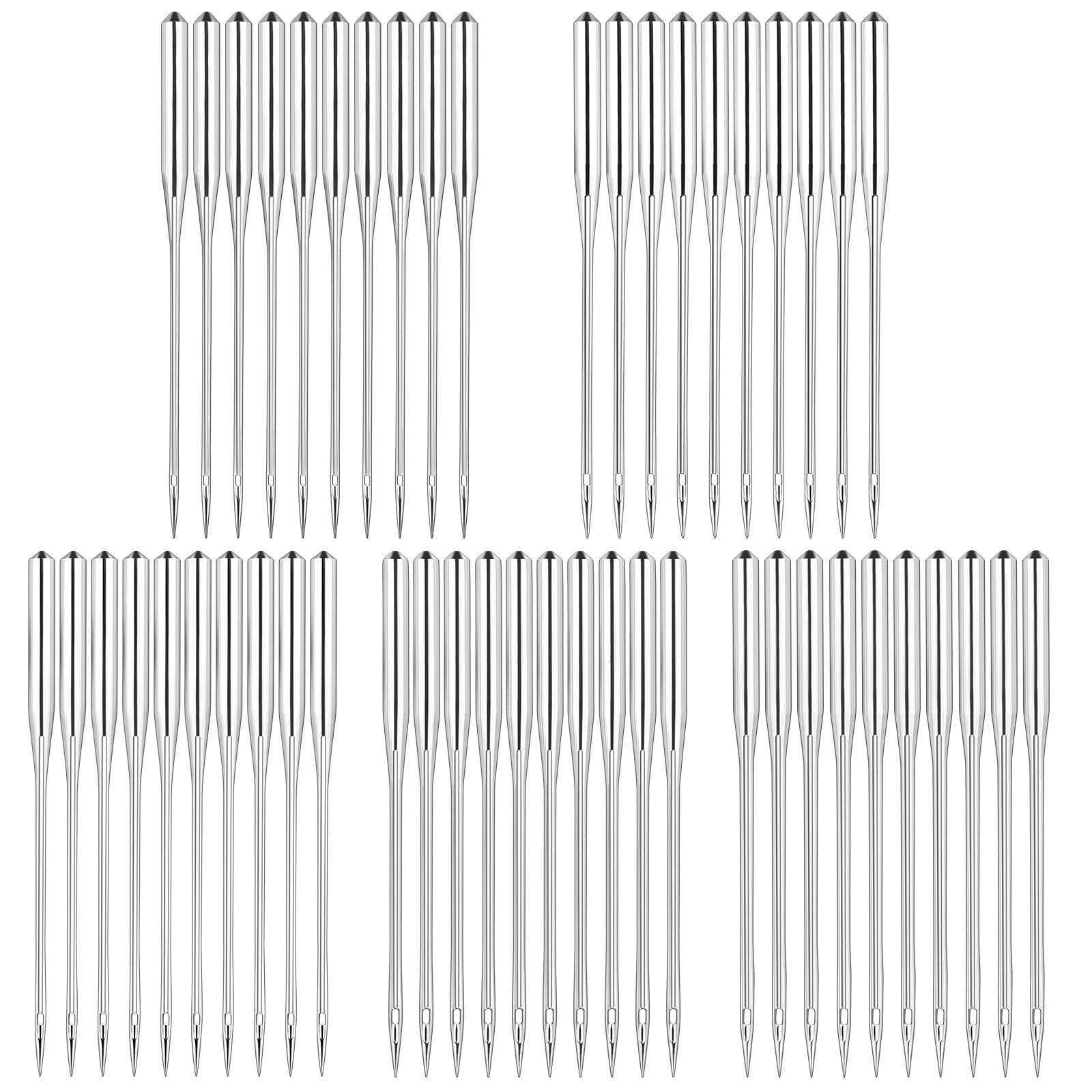 50 Pcs Sewing Machine Needles, 5 Sizes 65/9, 75/11, 80/12, 90/14, 100/16 Universal Machine Needles, Sharp Sewing Machine Needles for Home Sewing Machine