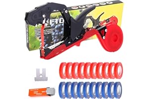 UCCOSSO Plant Tying Machine, Lightweight Plant Vine Tying Tape Machine Tool, Plant Tape Gun for Tomatoes, Grapes and Vegetable Garden,Including Spare SK5 Blade, Garden Tapes and Staples(Red)