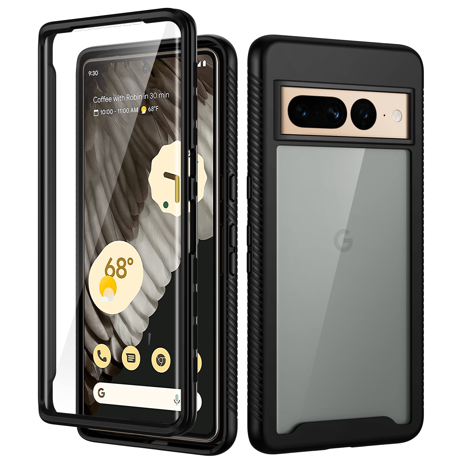 seacosmo for Google Pixel 7 Pro Case (2022), Full Body Shockproof Cover with Built-in Screen Protector Dual-Layer Protective Slim Fit Bumper Phone Case Cover for Google Pixel 7 Pro 6.7 Inch - Black — image 1